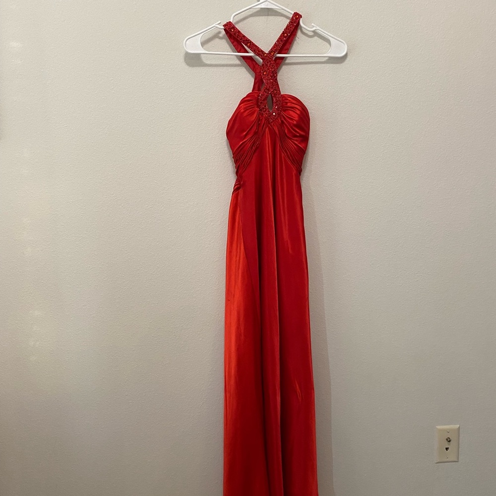 Red prom dress by Dave & Johnny